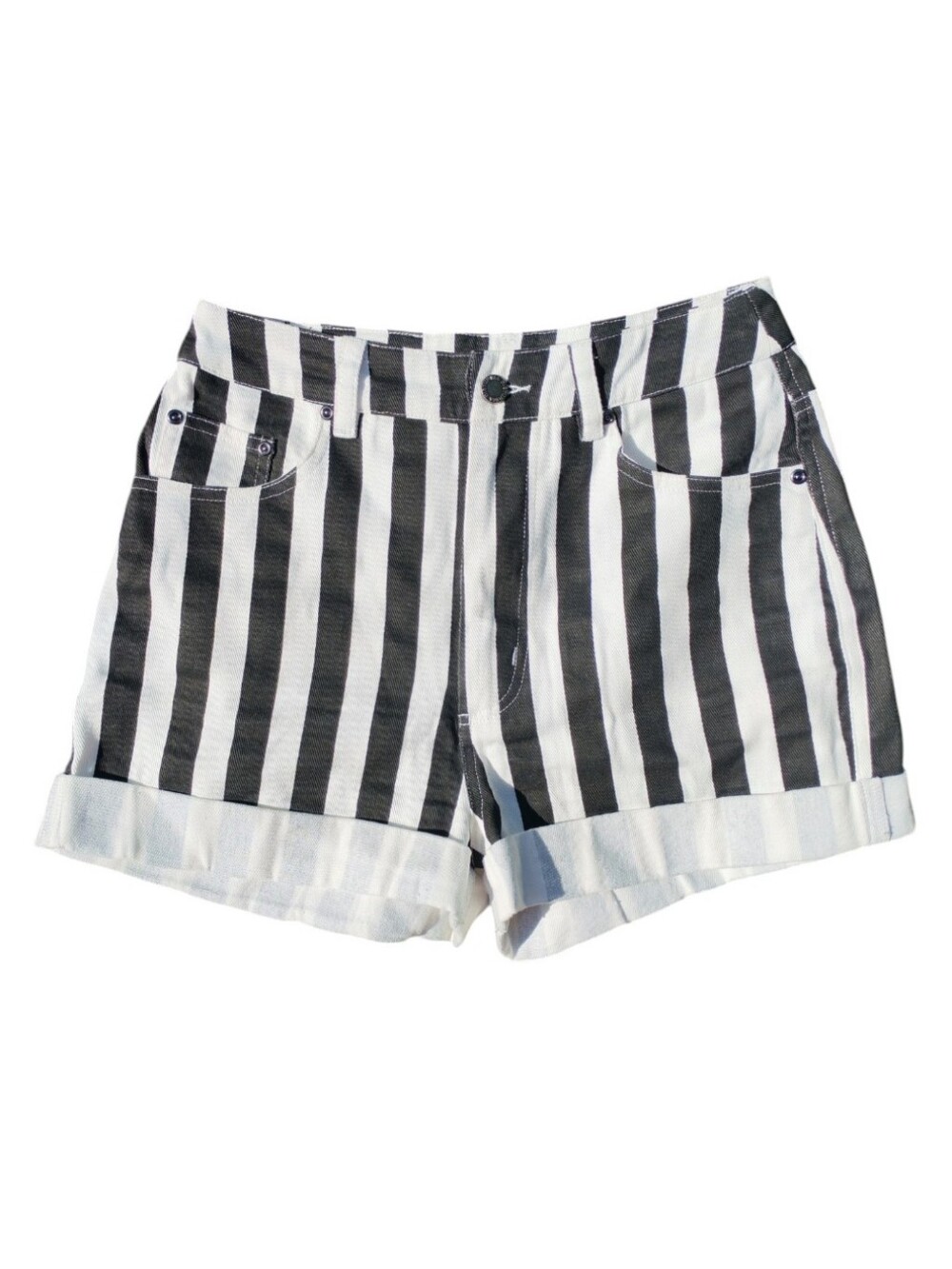 Disturbia Black & White Stripe Casual Shorts